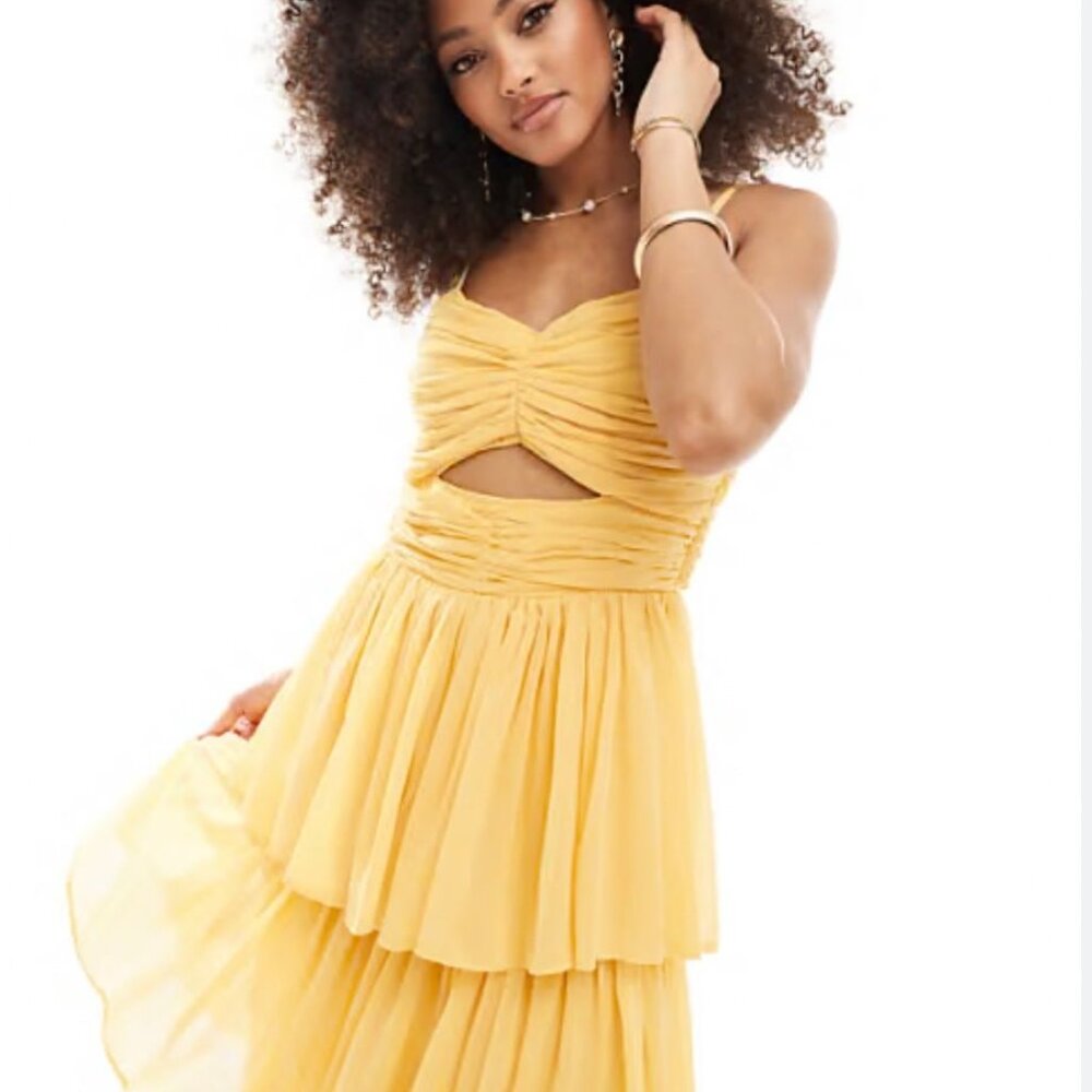 Anaya with love Marigold (Yellow) Tiered Maxi Dress Size 6 (NWT) - Picture 4 of 11